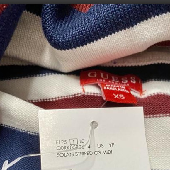 NWT Guess Solan Stripe Dove White Multi Sweater Dress Midi - Picture 6 of 6